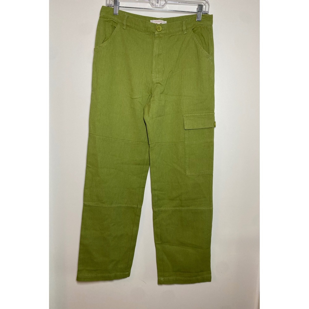 Olivaceous Cargo Pants Womens Size M Green Straight Leg Utility Twill textured